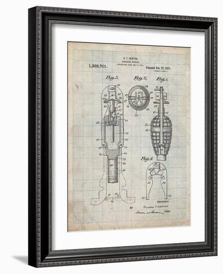 PP12 Antique Grid Parchment-Borders Cole-Framed Giclee Print