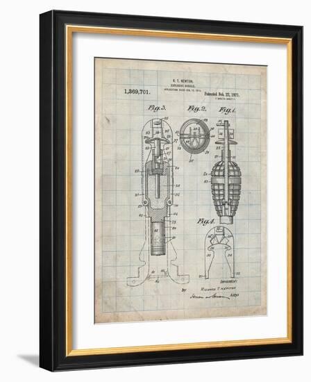 PP12 Antique Grid Parchment-Borders Cole-Framed Giclee Print