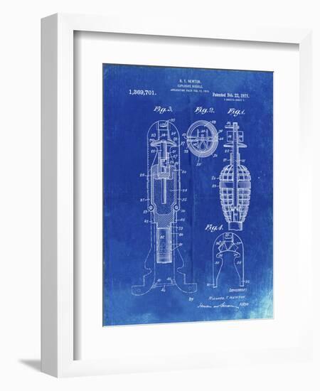 PP12 Faded Blueprint-Borders Cole-Framed Giclee Print