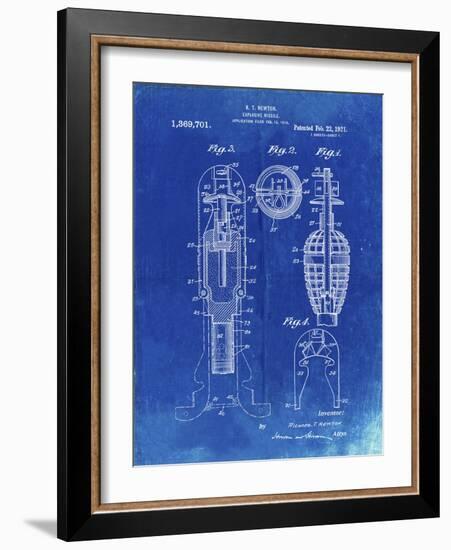 PP12 Faded Blueprint-Borders Cole-Framed Giclee Print