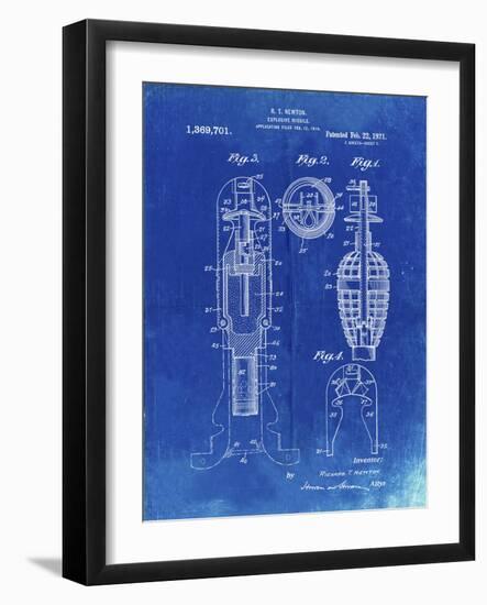 PP12 Faded Blueprint-Borders Cole-Framed Giclee Print