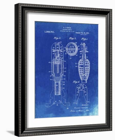 PP12 Faded Blueprint-Borders Cole-Framed Giclee Print