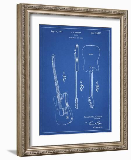 PP121- Blueprint Fender Broadcaster Electric Guitar Patent Poster-Cole Borders-Framed Giclee Print