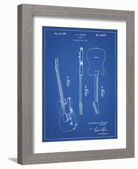 PP121- Blueprint Fender Broadcaster Electric Guitar Patent Poster-Cole Borders-Framed Giclee Print