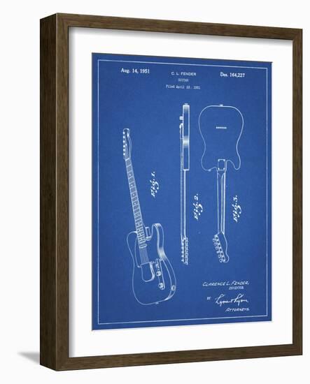 PP121- Blueprint Fender Broadcaster Electric Guitar Patent Poster-Cole Borders-Framed Giclee Print