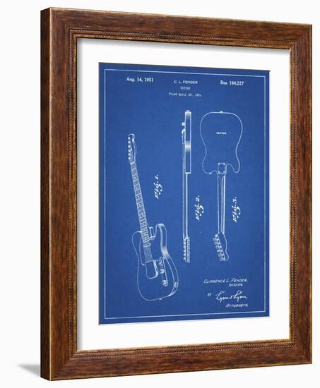 PP121- Blueprint Fender Broadcaster Electric Guitar Patent Poster-Cole Borders-Framed Giclee Print