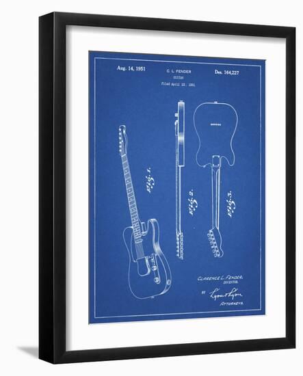 PP121- Blueprint Fender Broadcaster Electric Guitar Patent Poster-Cole Borders-Framed Giclee Print