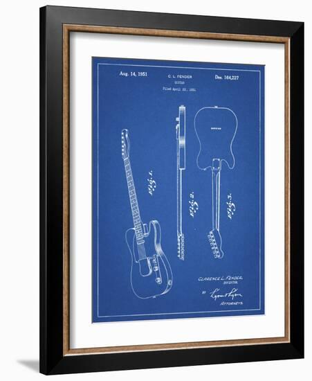 PP121- Blueprint Fender Broadcaster Electric Guitar Patent Poster-Cole Borders-Framed Giclee Print