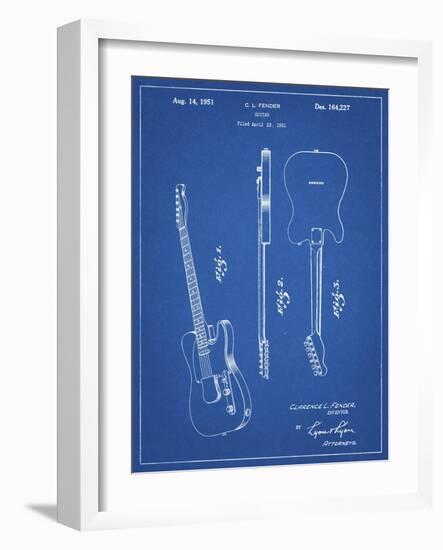 PP121- Blueprint Fender Broadcaster Electric Guitar Patent Poster-Cole Borders-Framed Giclee Print