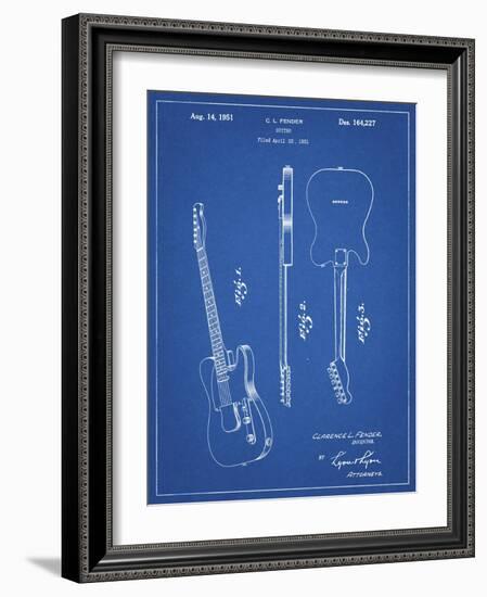 PP121- Blueprint Fender Broadcaster Electric Guitar Patent Poster-Cole Borders-Framed Giclee Print