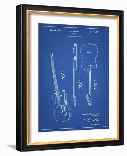 PP121- Blueprint Fender Broadcaster Electric Guitar Patent Poster-Cole Borders-Framed Giclee Print