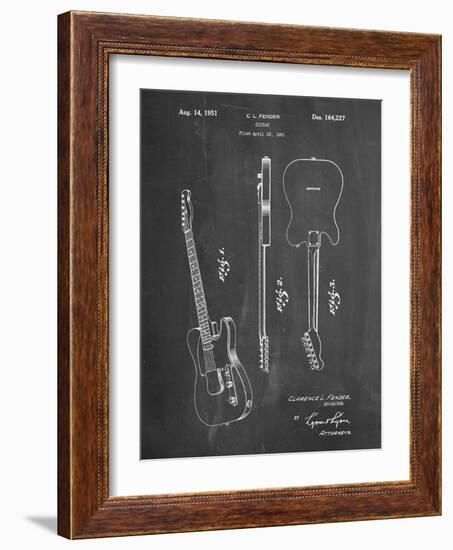 PP121- Chalkboard Fender Broadcaster Electric Guitar Patent Poster-Cole Borders-Framed Giclee Print