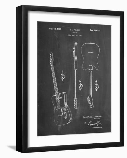 PP121- Chalkboard Fender Broadcaster Electric Guitar Patent Poster-Cole Borders-Framed Giclee Print