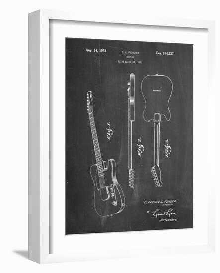 PP121- Chalkboard Fender Broadcaster Electric Guitar Patent Poster-Cole Borders-Framed Giclee Print