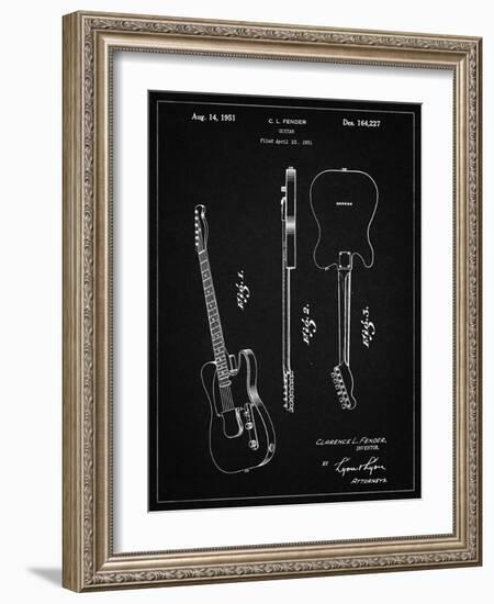 PP121- Vintage Black Fender Broadcaster Electric Guitar Patent Poster-Cole Borders-Framed Giclee Print