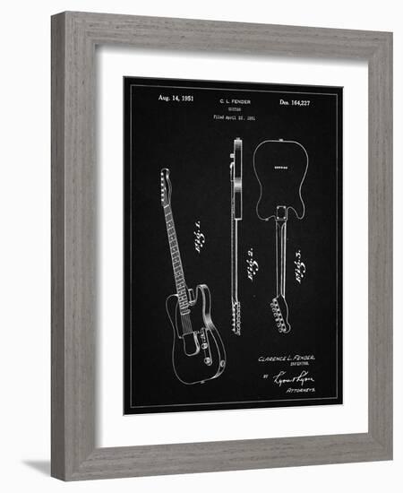 PP121- Vintage Black Fender Broadcaster Electric Guitar Patent Poster-Cole Borders-Framed Giclee Print