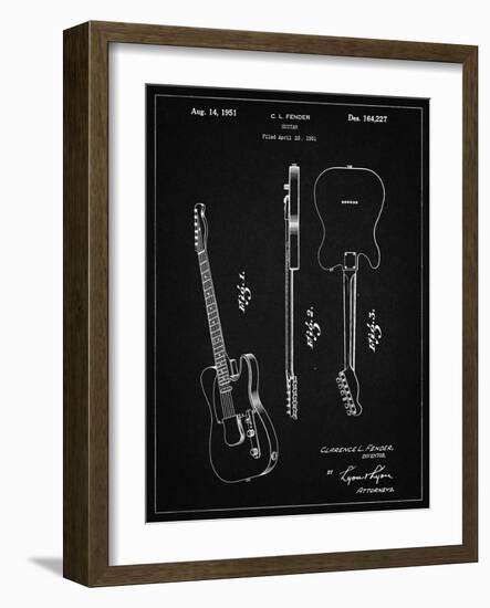 PP121- Vintage Black Fender Broadcaster Electric Guitar Patent Poster-Cole Borders-Framed Giclee Print