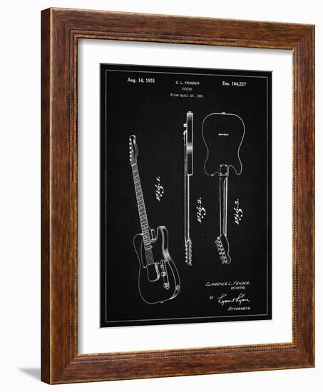 PP121- Vintage Black Fender Broadcaster Electric Guitar Patent Poster-Cole Borders-Framed Giclee Print