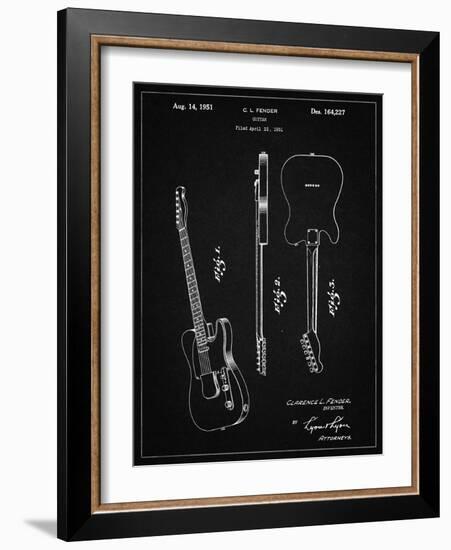 PP121- Vintage Black Fender Broadcaster Electric Guitar Patent Poster-Cole Borders-Framed Giclee Print