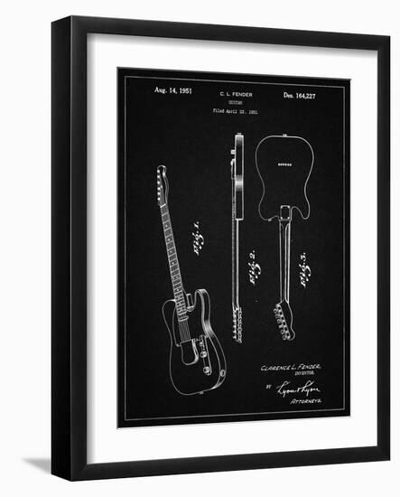 PP121- Vintage Black Fender Broadcaster Electric Guitar Patent Poster-Cole Borders-Framed Giclee Print