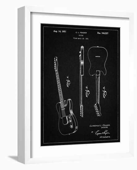 PP121- Vintage Black Fender Broadcaster Electric Guitar Patent Poster-Cole Borders-Framed Giclee Print