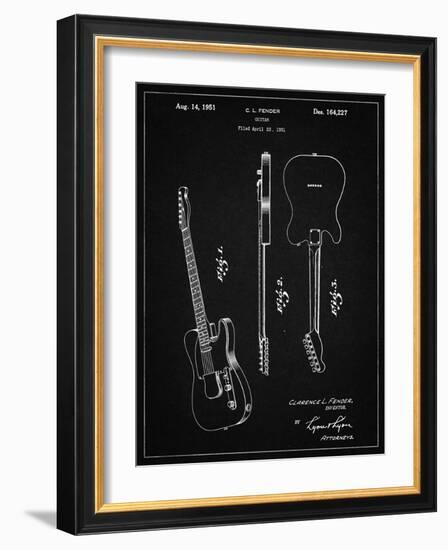 PP121- Vintage Black Fender Broadcaster Electric Guitar Patent Poster-Cole Borders-Framed Giclee Print