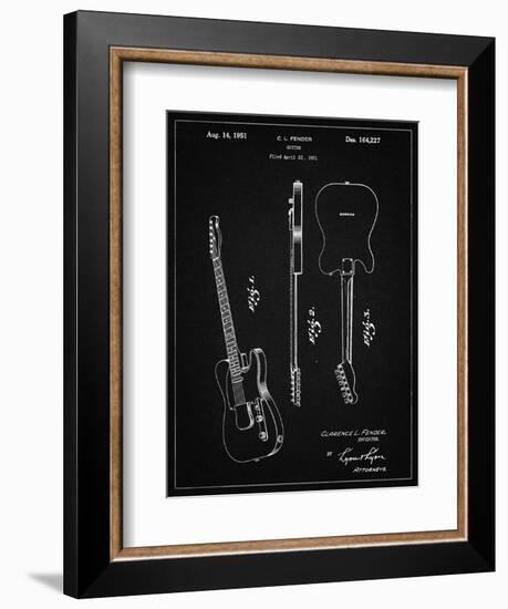 PP121- Vintage Black Fender Broadcaster Electric Guitar Patent Poster-Cole Borders-Framed Giclee Print