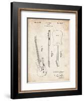 PP121- Vintage Parchment Fender Broadcaster Electric Guitar Patent Poster-Cole Borders-Framed Giclee Print