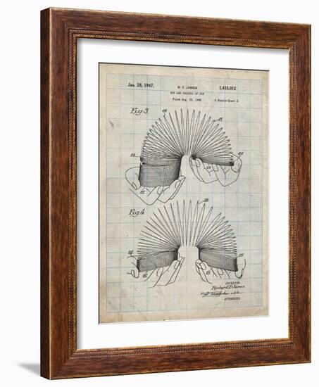 PP125- Antique Grid Parchment Slinky Toy Patent Poster-Cole Borders-Framed Giclee Print