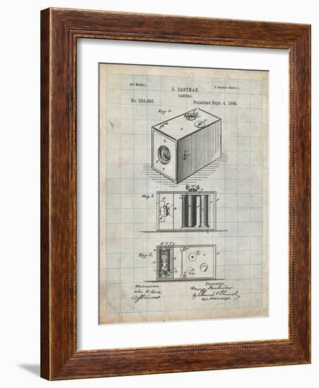 PP126- Antique Grid Parchment Eastman Kodak Camera Patent Poster-Cole Borders-Framed Giclee Print