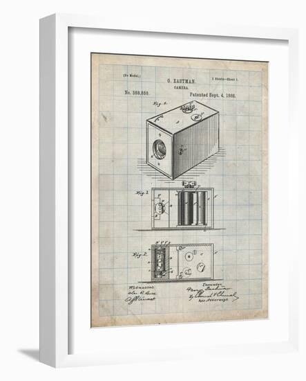 PP126- Antique Grid Parchment Eastman Kodak Camera Patent Poster-Cole Borders-Framed Giclee Print