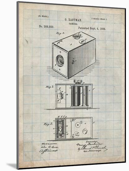 PP126- Antique Grid Parchment Eastman Kodak Camera Patent Poster-Cole Borders-Mounted Giclee Print