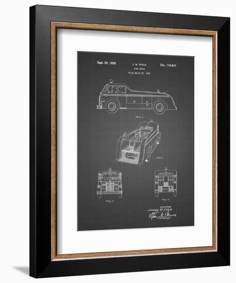 PP128- Black Grid Firetruck 1939 Patent Poster-Cole Borders-Framed Giclee Print
