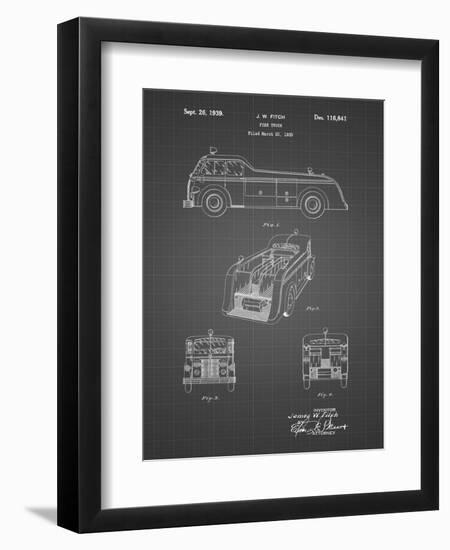PP128- Black Grid Firetruck 1939 Patent Poster-Cole Borders-Framed Giclee Print