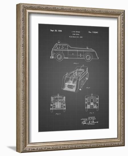 PP128- Black Grid Firetruck 1939 Patent Poster-Cole Borders-Framed Giclee Print