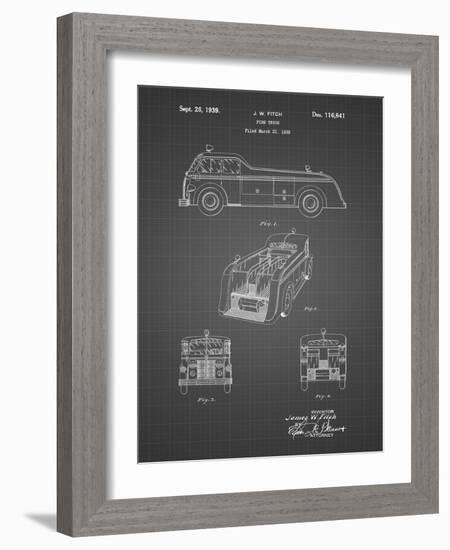 PP128- Black Grid Firetruck 1939 Patent Poster-Cole Borders-Framed Giclee Print