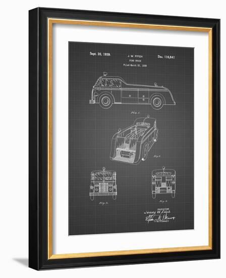 PP128- Black Grid Firetruck 1939 Patent Poster-Cole Borders-Framed Giclee Print