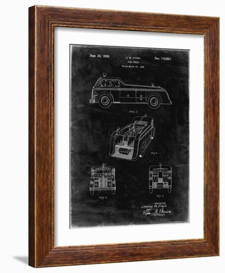 PP128- Black Grunge Firetruck 1939 Patent Poster-Cole Borders-Framed Giclee Print