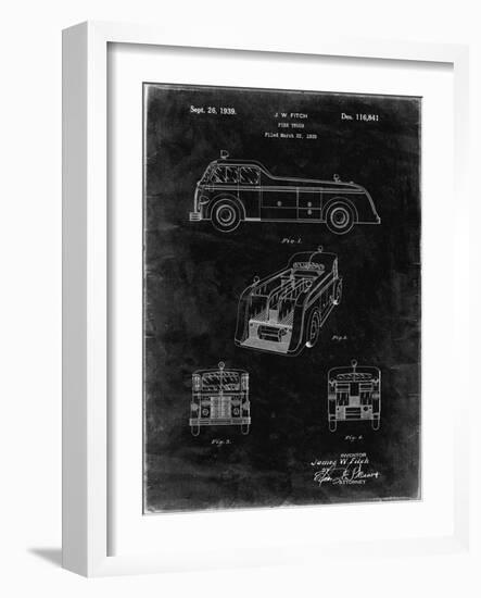 PP128- Black Grunge Firetruck 1939 Patent Poster-Cole Borders-Framed Giclee Print