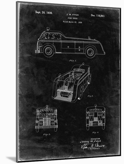 PP128- Black Grunge Firetruck 1939 Patent Poster-Cole Borders-Mounted Giclee Print