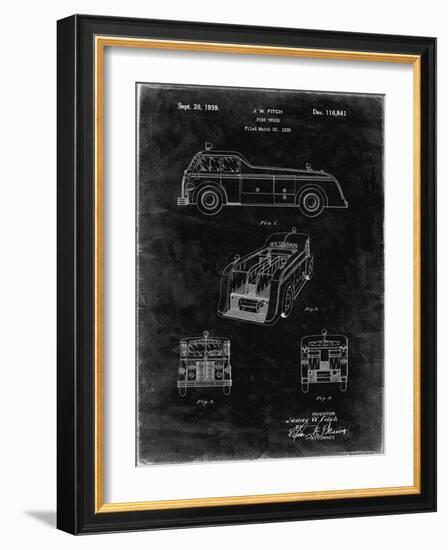 PP128- Black Grunge Firetruck 1939 Patent Poster-Cole Borders-Framed Giclee Print