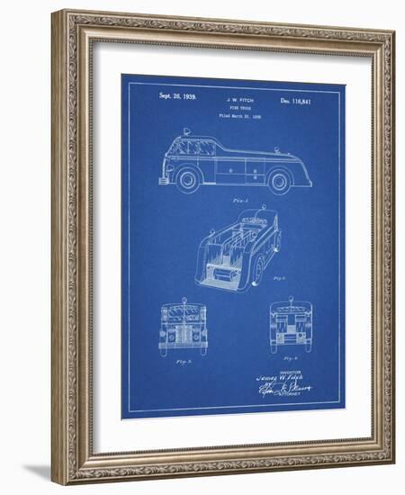 PP128- Blueprint Firetruck 1939 Patent Poster-Cole Borders-Framed Giclee Print
