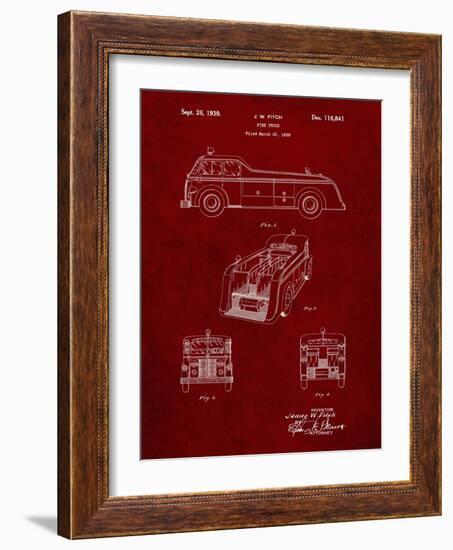 PP128- Burgundy Firetruck 1939 Patent Poster-Cole Borders-Framed Giclee Print