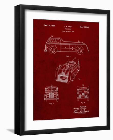 PP128- Burgundy Firetruck 1939 Patent Poster-Cole Borders-Framed Giclee Print