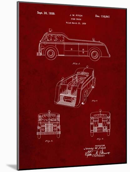 PP128- Burgundy Firetruck 1939 Patent Poster-Cole Borders-Mounted Giclee Print