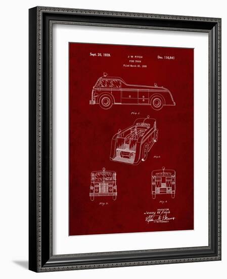 PP128- Burgundy Firetruck 1939 Patent Poster-Cole Borders-Framed Giclee Print