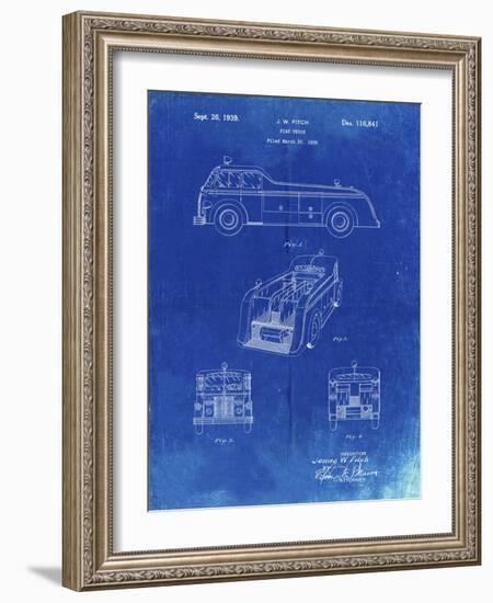 PP128- Faded Blueprint Firetruck 1939 Patent Poster-Cole Borders-Framed Giclee Print