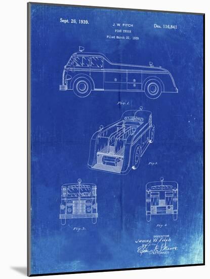 PP128- Faded Blueprint Firetruck 1939 Patent Poster-Cole Borders-Mounted Giclee Print