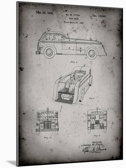 PP128- Faded Grey Firetruck 1939 Patent Poster-Cole Borders-Mounted Giclee Print