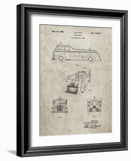 PP128- Sandstone Firetruck 1939 Patent Poster-Cole Borders-Framed Giclee Print